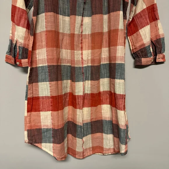 Lucky Brand Plaid button front dress babydoll Size small petite cotton/linen - Picture 10 of 10